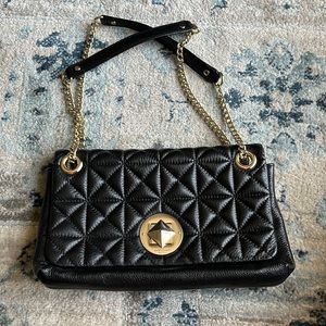 Kate Spade black quilted leather evening bag